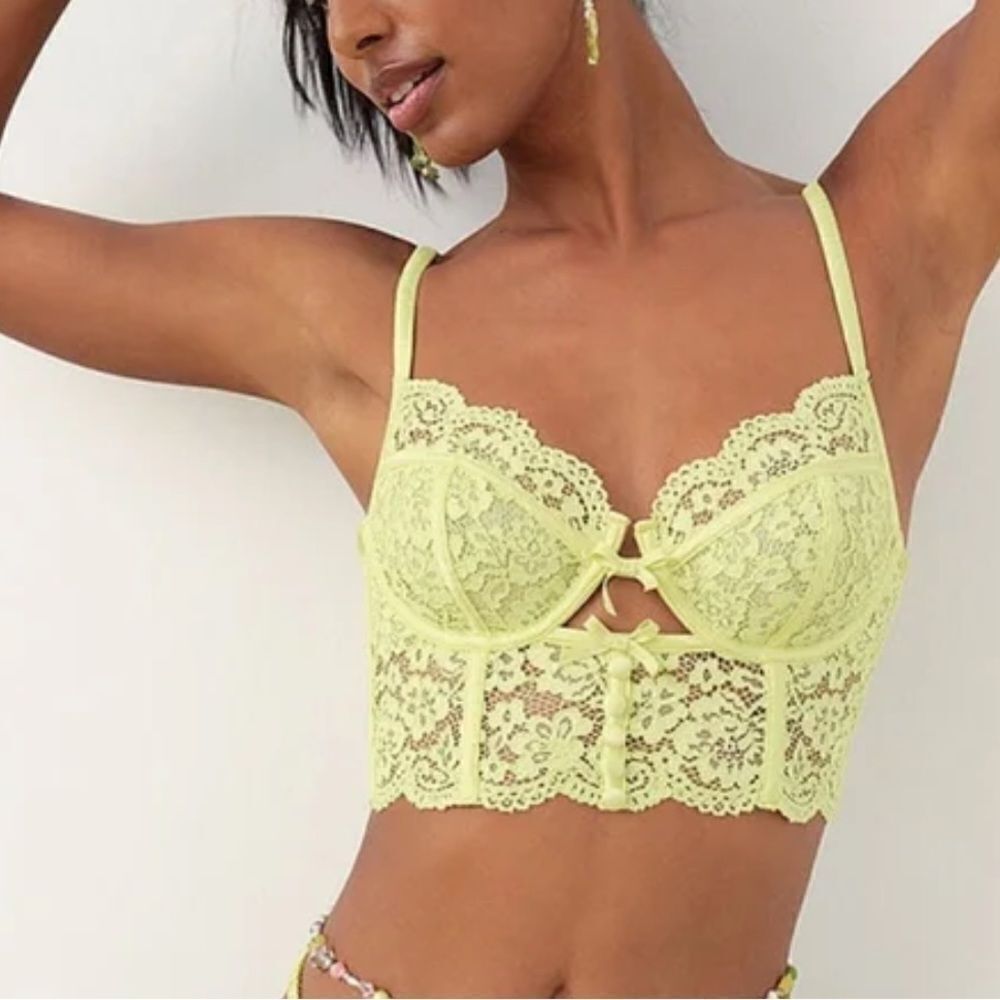 For Love and Lemons Creamsicle Lace Underwire Bra Bustier Mint Green